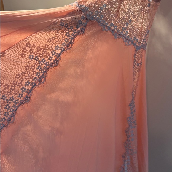 Y2K Pink & Lavender Lace /Floral Appliqué Chemise Lingerie Nightgown Size Large - Picture 5 of 17